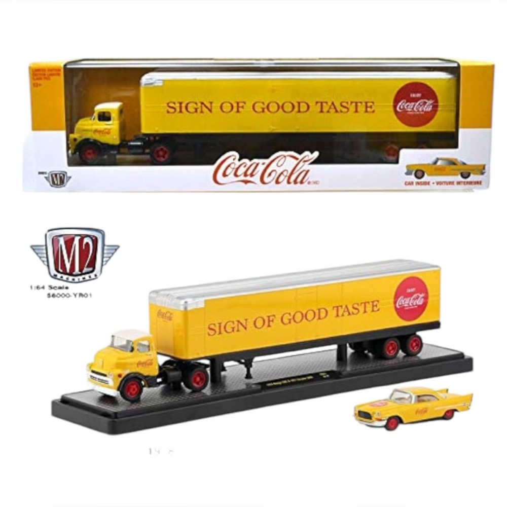 M2 machines Coca Cola 1958 DODGE COE hauler & Chrysler 300C 1:64 Diecast Car